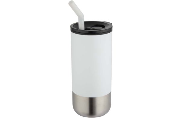 Grayson 480 ml RCS recycelter Isolierbecher mit Trinkhalm, weiss