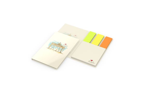 Haftnotiz-Set Berlin Zettel quadratisch Karton-Umschlag - Papier, Karton gloss
