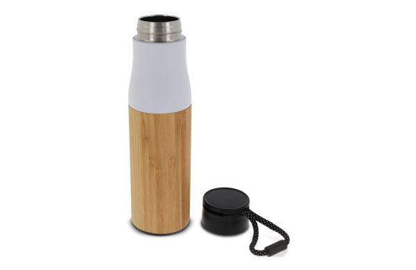 Isolierflasche Bambus mit Trageschlaufe 500ml, weiss