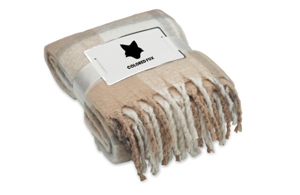 Karierte Mohair-Decke - beige