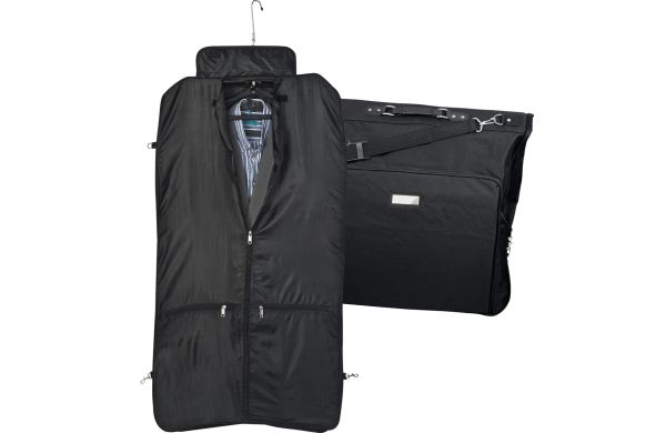 Kleidersack aus Polyester mit Metallschild - schwarz