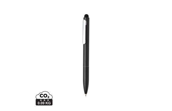 Kymi Stift mit Stylus aus RCS recyceltem Aluminum, schwarz, blau