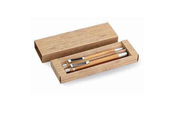BAMBOOSET Schreibset aus Bambus - holzfarben