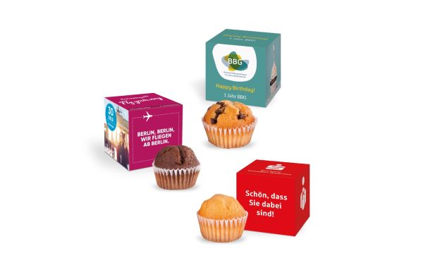 Muffin Mini im Werbewürfel Klimaneutral FSC