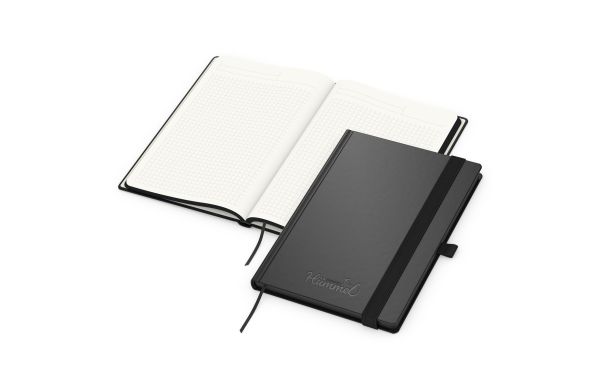 Notizbuch Hardcover Black-Book Recycling-Inhaltspapier Ausstattung schwarz A5 - Prägung