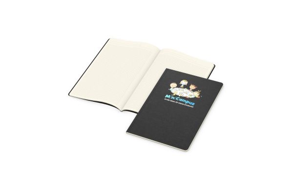 Notizbuch Copy-Book Seiten cremefarben Naturkarton-Softcover farbig - kariert, Siebdruck-Digital