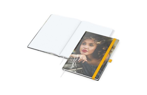 Notizbuch Match-Book Papier-Hardcover - hochweiss, gepunktet