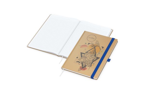 Notizbuch Match-Book Naturpapier-Hardcover - hochweiss, kariert, braun