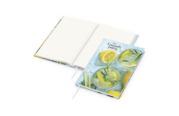 Notizbuch Note-Book Recycling-Inhaltspapier Ecken spitz Hardcover - gepunktet, Recyclingpapier kaschiert