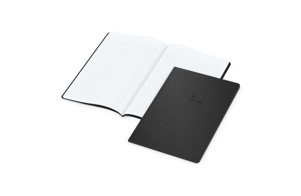Notizbuch Tablet-Book Farbschnitt Naturkarton-Softcover schwarz - kariert, Prägung