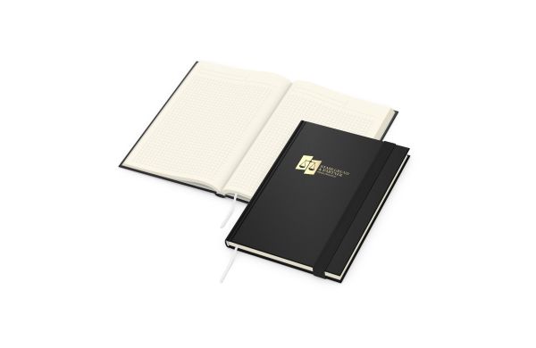 Notizbuch Visco-Book Buchleinen-Hardcover farbig A5 - creme, kariert, Prägung