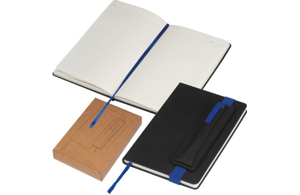 Notizbuch mit farbigen Applikationen - blau