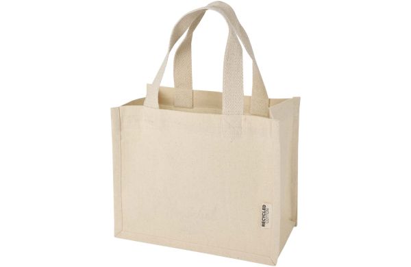 Odessa Mini-Tragetasche mit Bodenfalte aus 220 g/m² GRS Recyclingbaumwolle 9L, natur