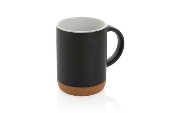 Keramikbecher mit Korkboden/schwarz