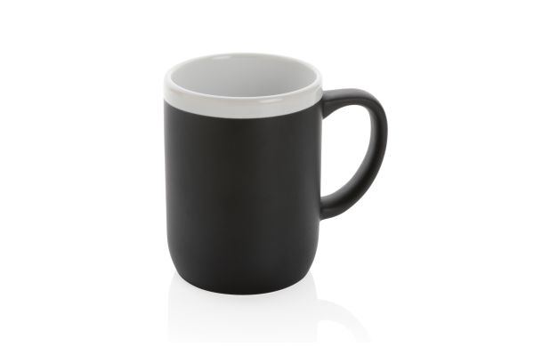 Keramiktasse mit weißem Rand/schwarz