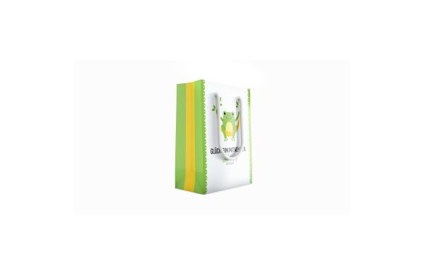 Papiertragetasche - 13x7x18 cm, Kordel weiss