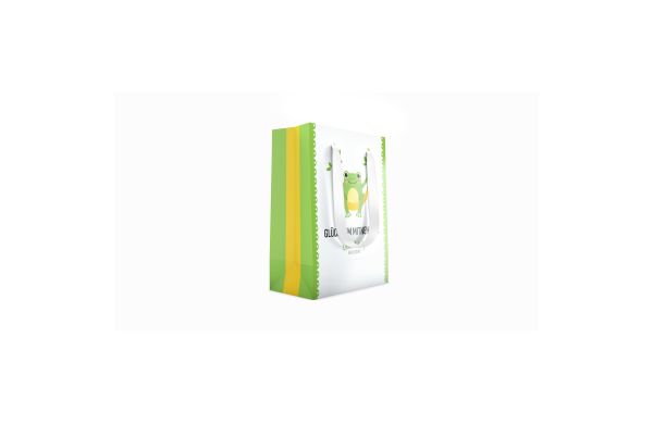 Papiertragetasche - 13x7x18 cm, Satinband weiss