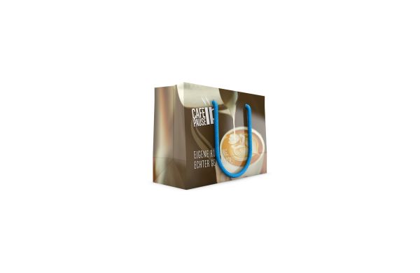 Papiertragetasche - 18x7x13 cm, Kordel navyblau