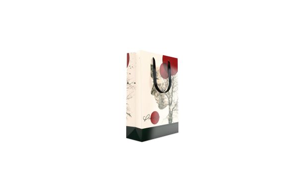 Papiertragetasche - 24x9x35 cm, Satinband schwarz