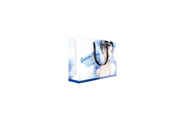 Papiertragetasche - 35x9x24 cm, Satinband schwarz