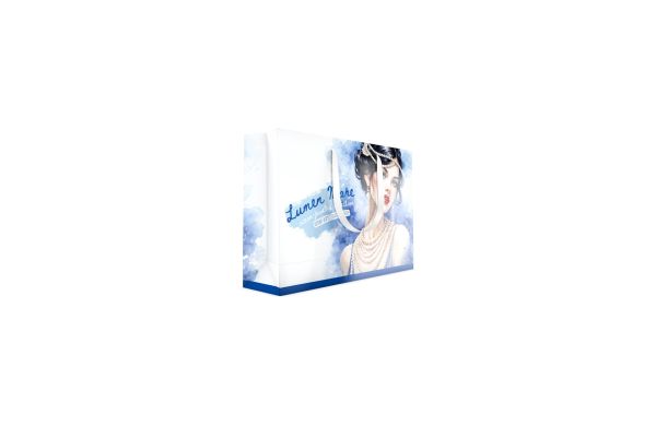 Papiertragetasche - 35x9x24 cm, Satinband weiss