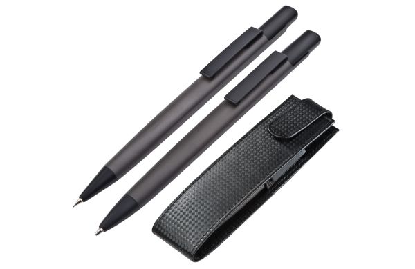 Set aus Kugelschreiber und Bleistift in Etui  - anthrazit