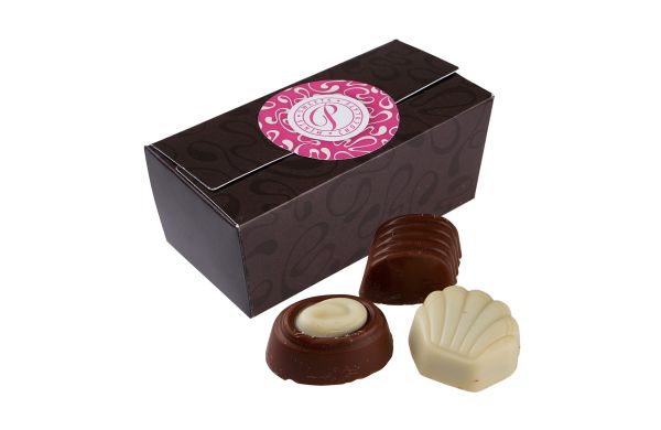 Standard-Ballotin mit 10 belgischen Pralinen, Weiß, Shokoladen Pralines