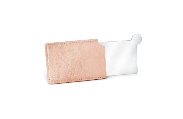 Taschenspiegel aus Edelstahl, im Etui (rosé)
