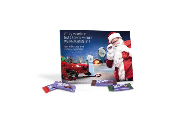 Tisch-Adventskalender Milka gemischt Inlay aus 100% recyceltem Material