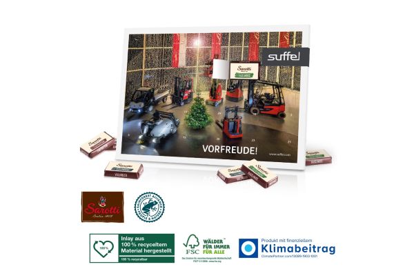 Tisch-Adventskalender Sarotti Business Exklusiv Inlay aus 100% recyceltem Material