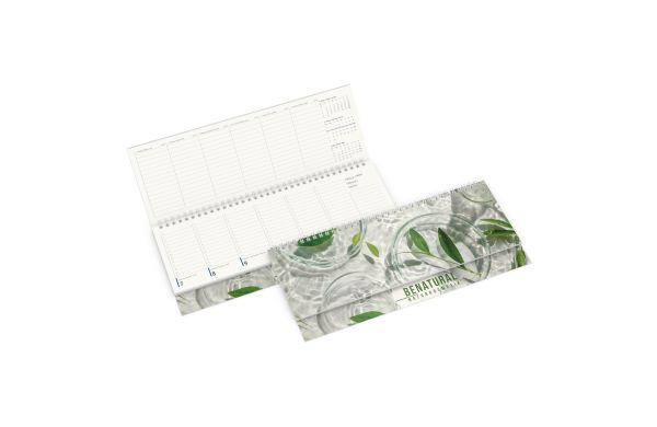 Tisch-Querkalender Compact Recycling-Kalendariumspapier 1 Woche = 2 Seiten - Naturkarton-Softcover
