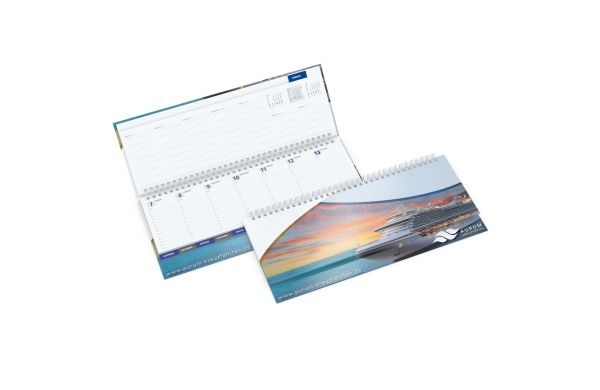 Tisch-Querkalender Master Monatsregister 1 Woche = 2 Seiten 8–21 Uhr - Papier-Hardcover matt