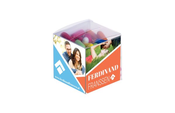Transparenter Würfel mit Lakritzstäbchen, Transparent