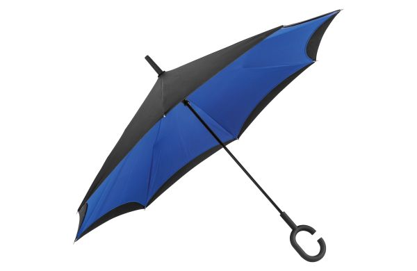 Umklappbarer Regenschirm aus 190T Pongee mit Griff zum Einhängen am Handgelenk - blau