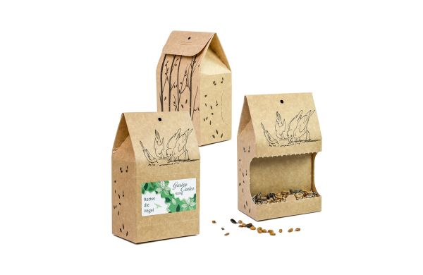 Vogelfutter To-Go, Werbekarte