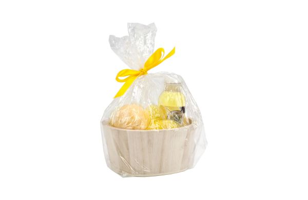 Wellness-Geschenkset im Holzkörbchen, 3-teilig