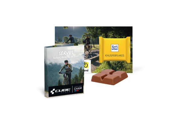 Werbe-Klappkarte mit süßer Füllung Klimaneutral FSC Ritter SPORT Mini