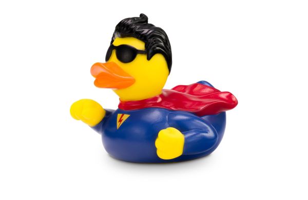 Werbeente Superduck mit Blitz