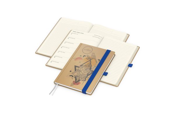 Wochenkalender links und Notizen rechts Match-Hybrid Papier-Hardcover A5 - Naturpapier braun