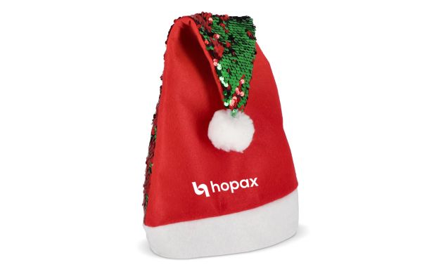 Zweifarbige Pailletten-Weihnachtsmütze, rot/grün