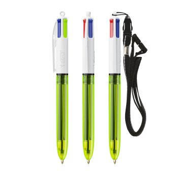 BIC® 4 Colours Fluo Kugelschreiber + lanyard