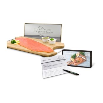 Geschenkartikel: Lachs-Gutschein in Holzbox: Feinschmecker