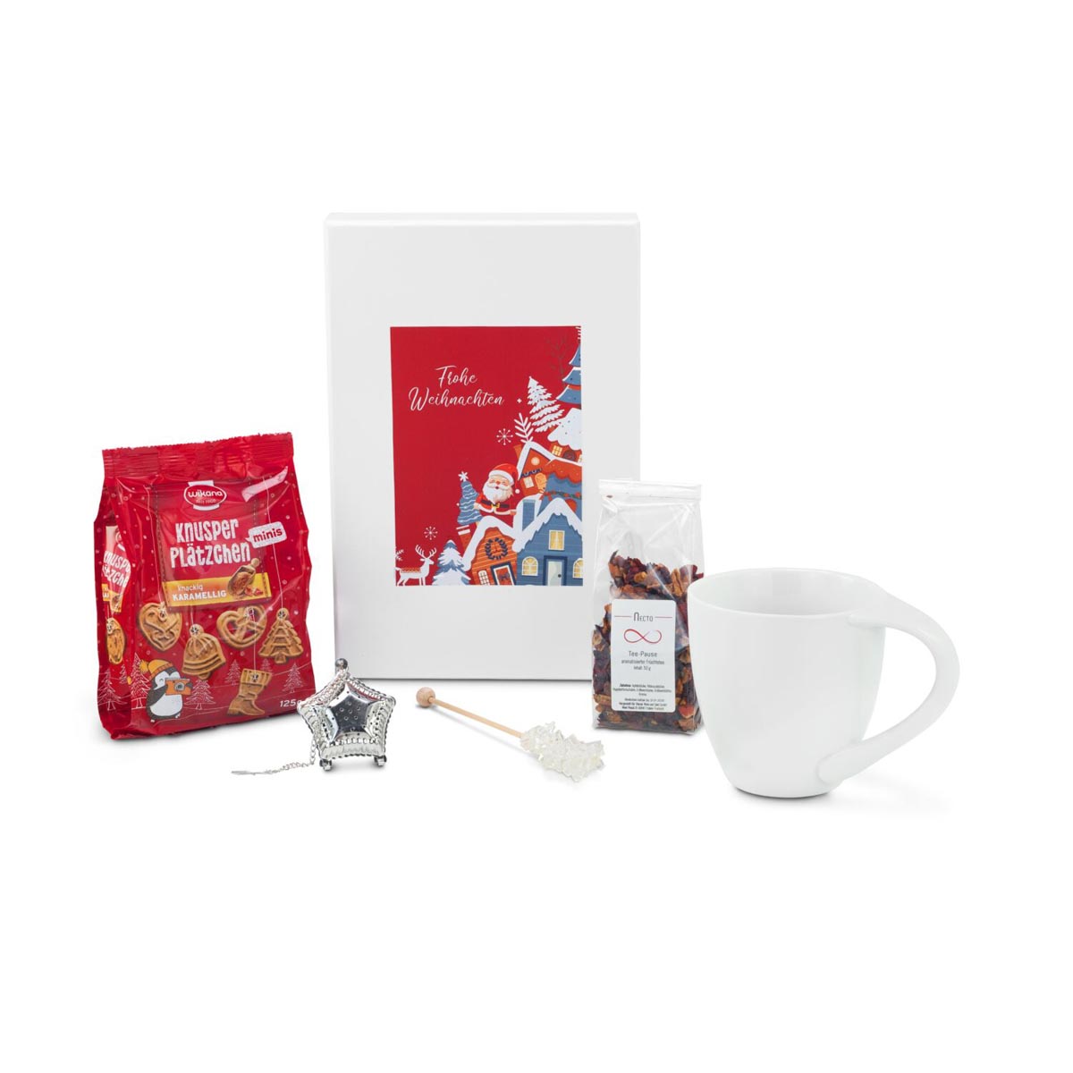 Werbeanbringung auf der Verpackung des Präsents (max. 14,8 x 10,5 cm)