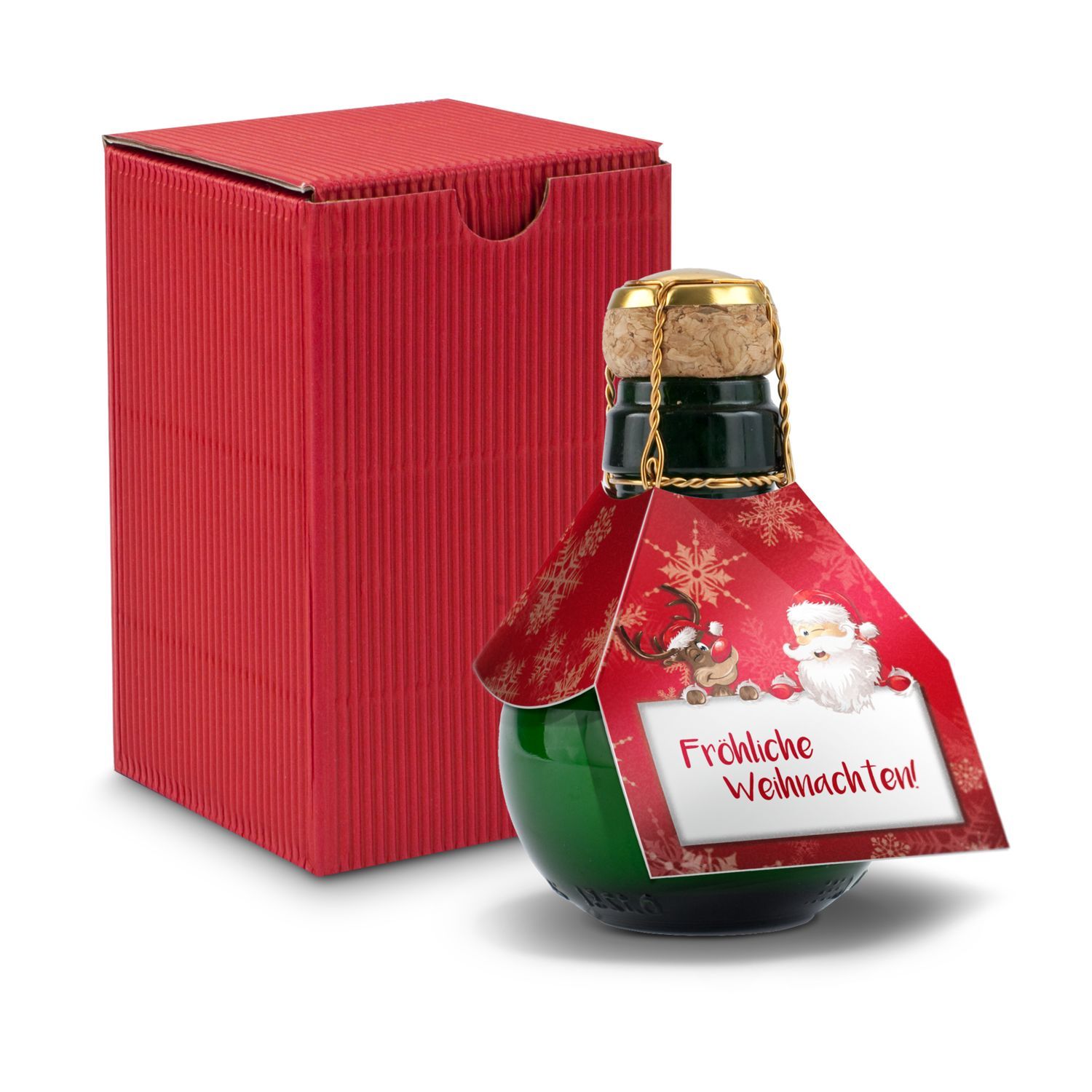 Werbeanbringung an der Flasche (Manschette: max. 15 x 15 cm, Anhänger 5 x 5 cm)