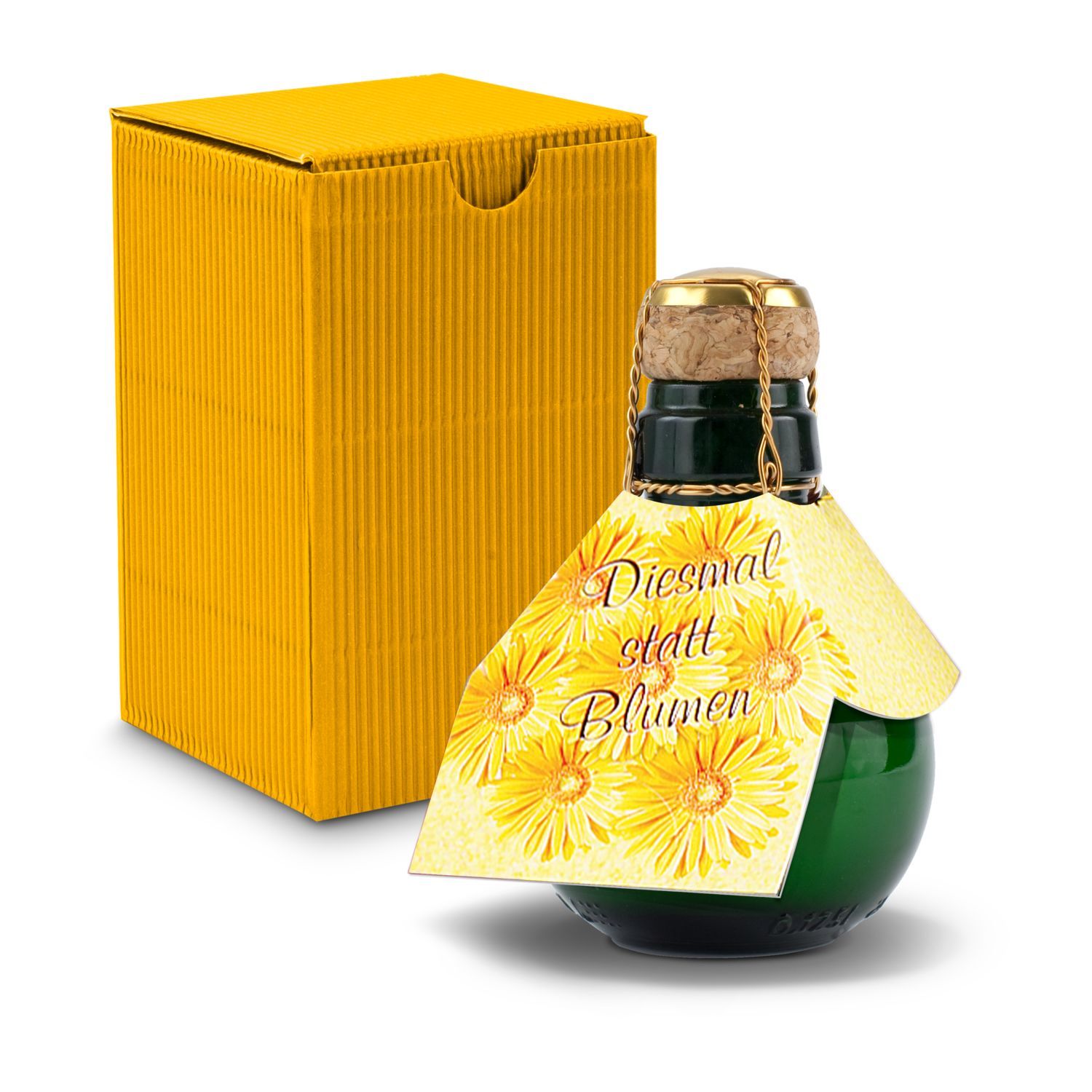 Werbeanbringung an der Flasche (Manschette: ca. 15 x 15 cm, Anhänger 5 x 5 cm)