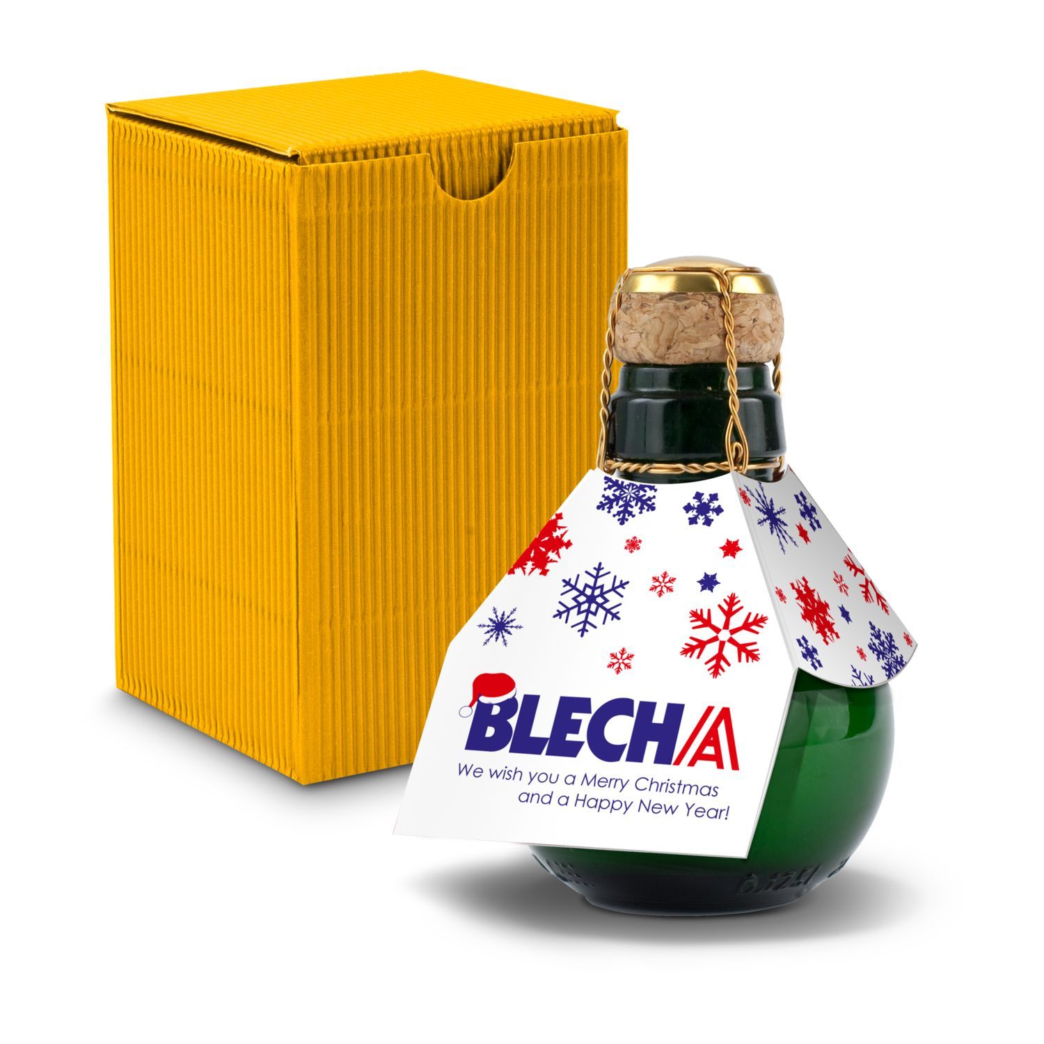 Werbeanbringung an der Flasche (Manschette: ca. 15 x 15 cm, Anhänger 5 x 5 cm)