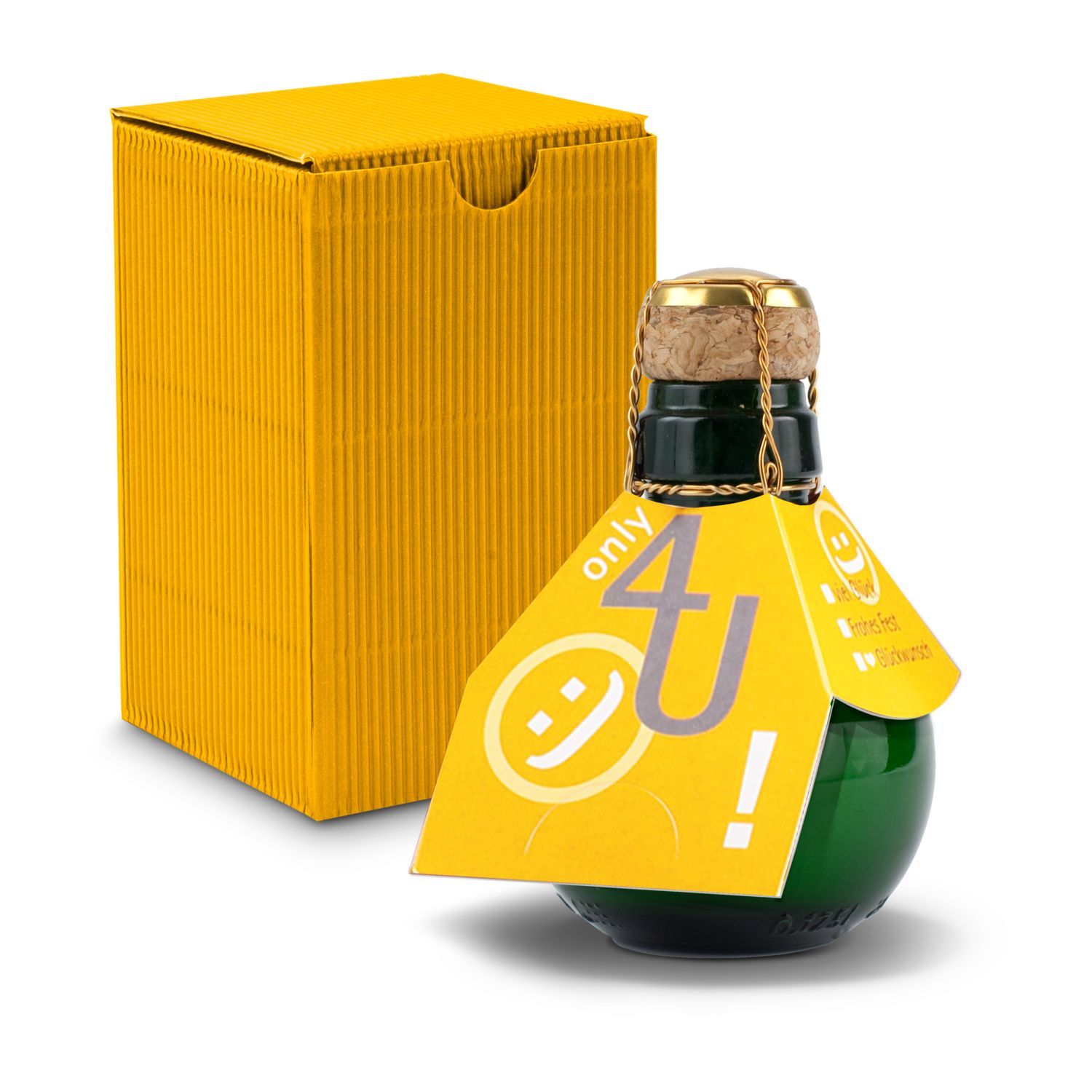 Werbeanbringung an der Flasche (Manschette: ca. 15 x 15 cm, Anhänger 5 x 5 cm)