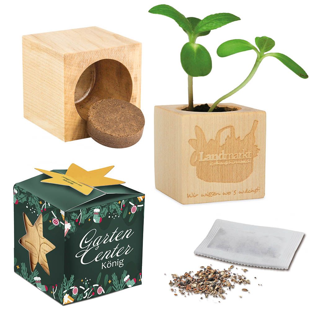auf Schachtel + auf Produkt (6 Flächen à 6,2 cm, 5,0 x 5,0 cm)