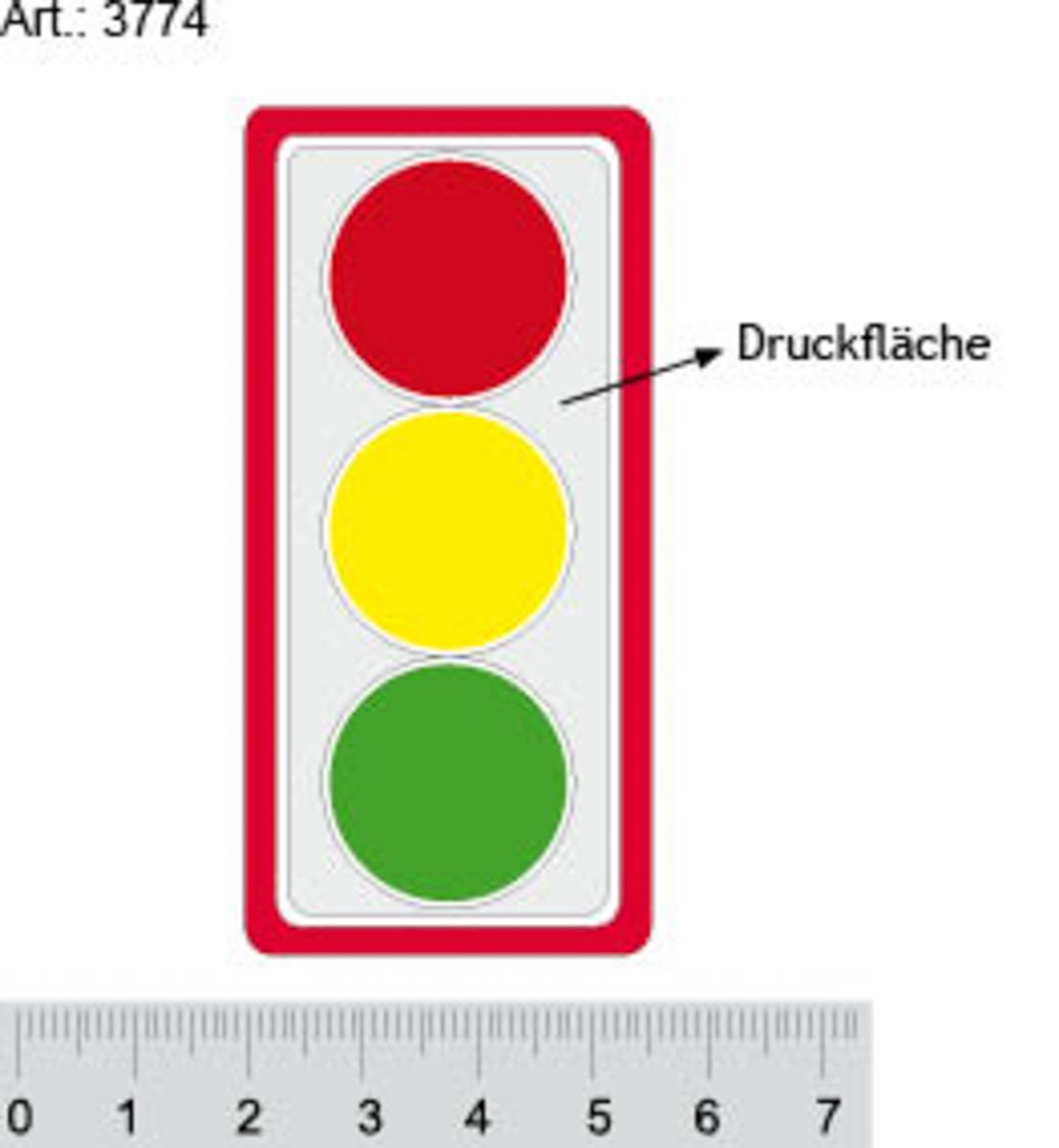 Vorderseite, neben den Reflektorpunkten (6,7x2,8 cm)